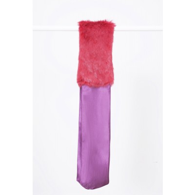 Morecco Silk and Fur Pink Large Scarf