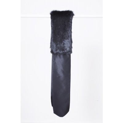 Morecco Silk and Fur Black Large Scarf
