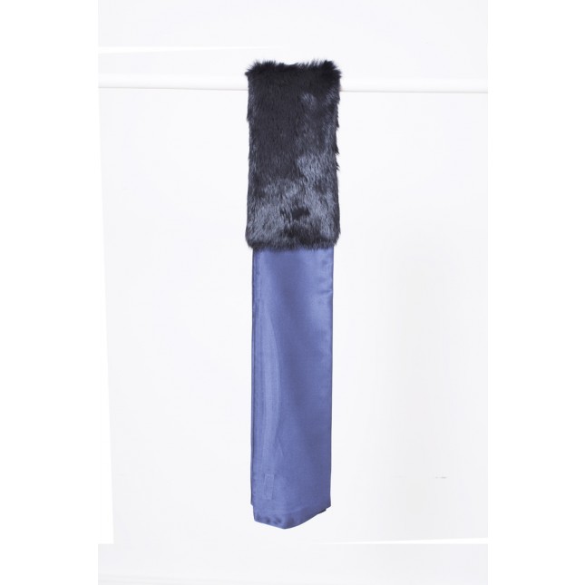 Morecco Silk and Fur Blue Large Scarf