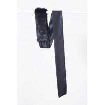 Morecco Silk and Fur Black  Scarf